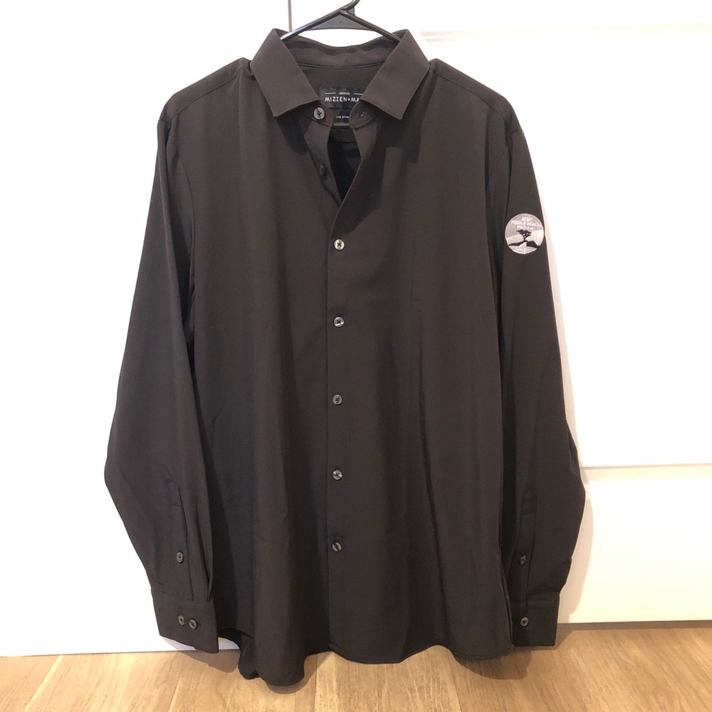 Pebble Beach Pro Am Black Button Down Shirt Logo Leeward Mizzen + Main